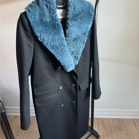 Maison Père Coat with Blue Faux Fur - Picture 2 of 9